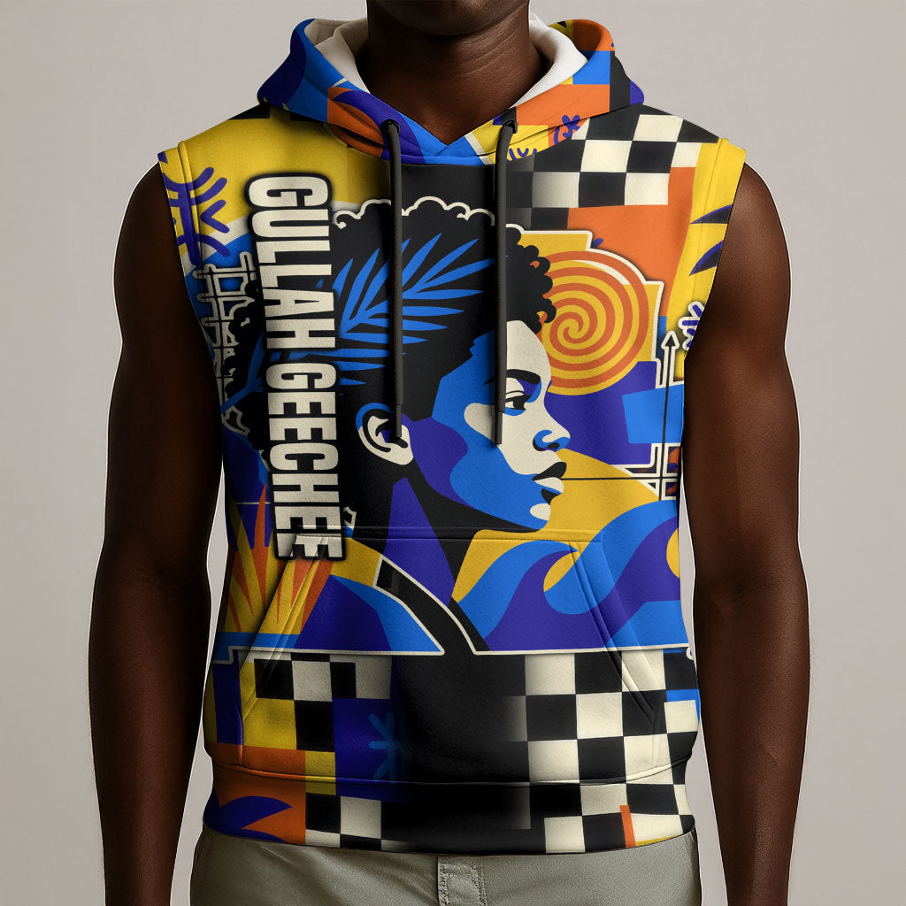 Gullah Geechee African American Sleeveless Hoodie Black History Vibrant Abstract Coastal