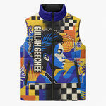 Gullah Geechee African American Sleeveless Puffer Jacket Black History Vibrant Abstract Coastal
