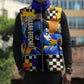 Gullah Geechee African American Sleeveless Puffer Jacket Black History Vibrant Abstract Coastal