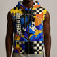 Gullah Geechee African American Sleeveless Zip Hoodie Black History Vibrant Abstract Coastal