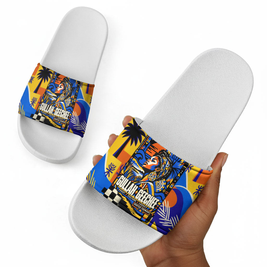 Gullah Geechee African American Slide Sandals Black History Vibrant Abstract Coastal