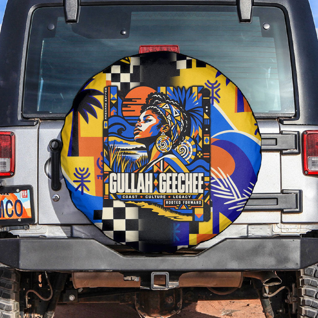 Gullah Geechee African American Spare Tire Cover Black History Vibrant Abstract Coastal