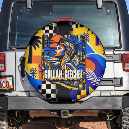 Gullah Geechee African American Spare Tire Cover Black History Vibrant Abstract Coastal