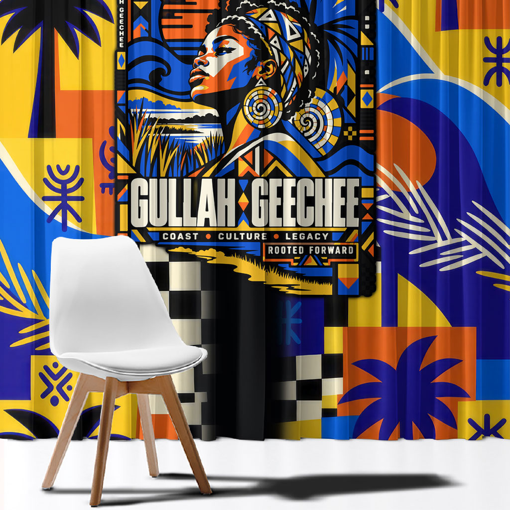 Gullah Geechee African American Window Curtain Black History Vibrant Abstract Coastal