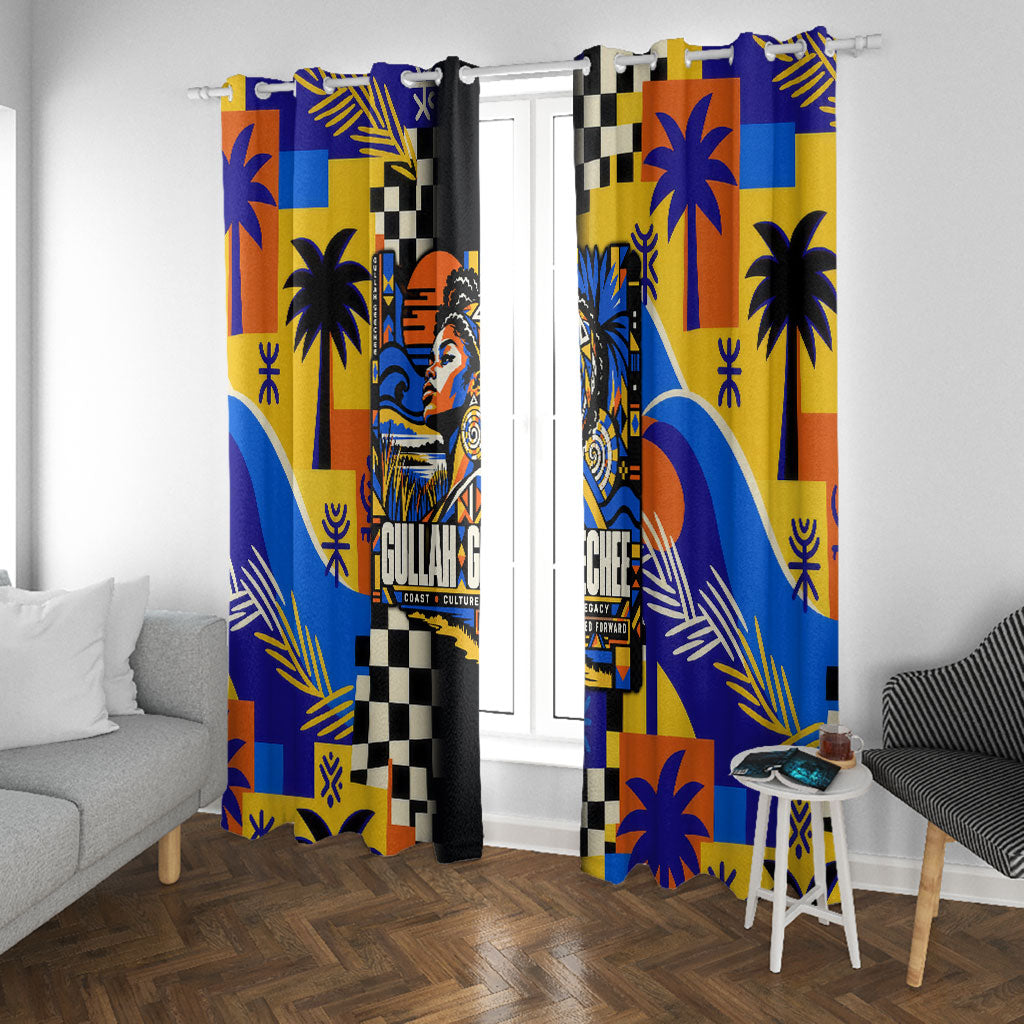 Gullah Geechee African American Window Curtain Black History Vibrant Abstract Coastal