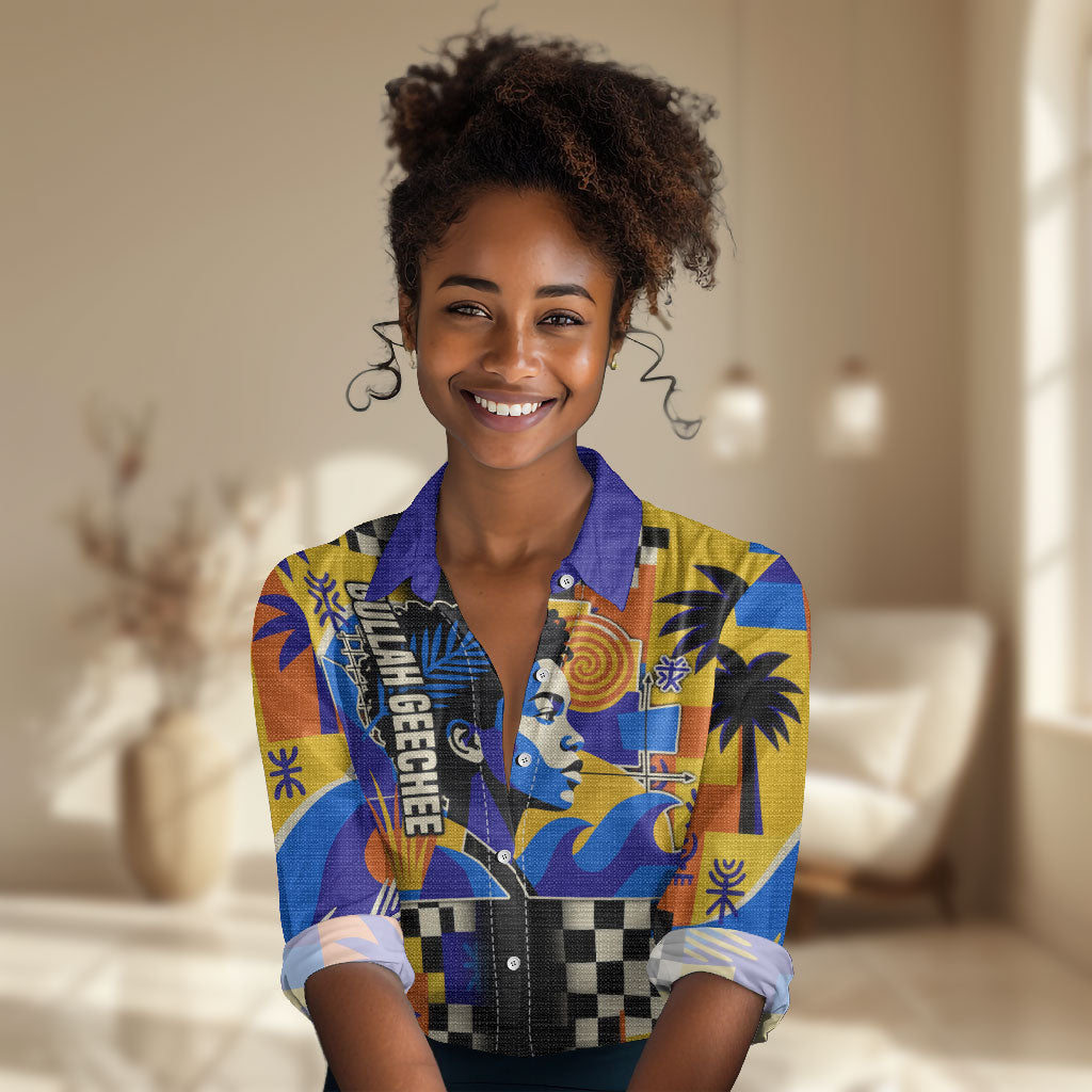 Gullah Geechee African American Women Casual Shirt Black History Vibrant Abstract Coastal