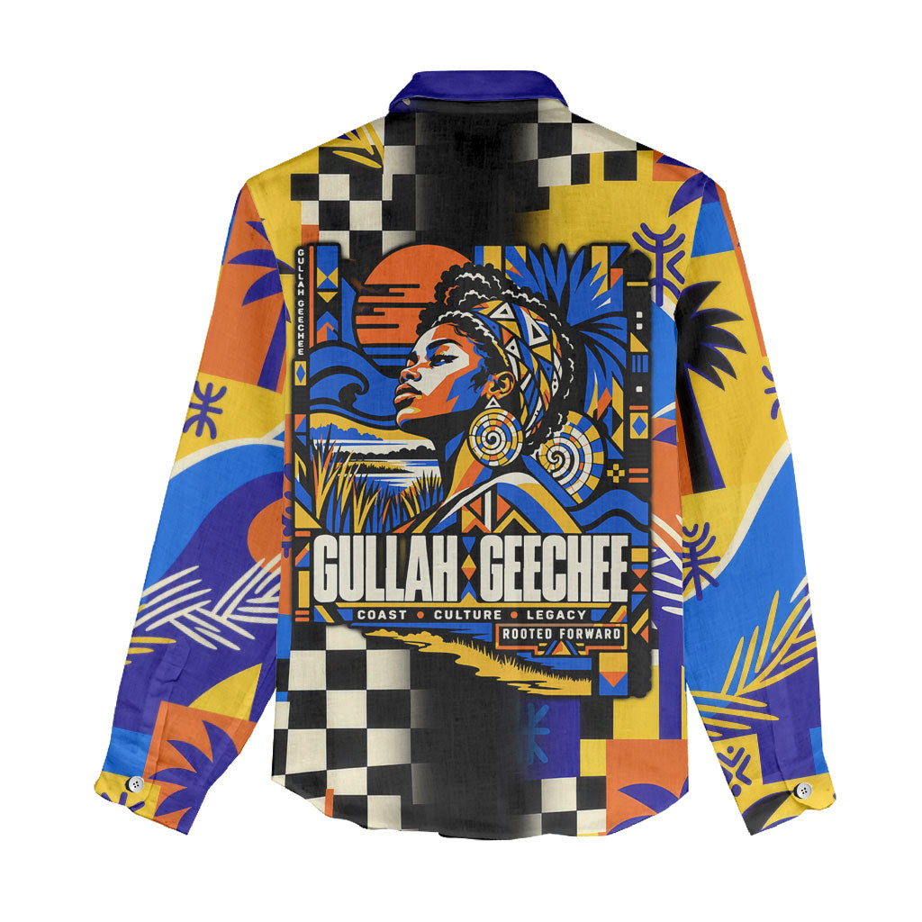 Gullah Geechee African American Women Casual Shirt Black History Vibrant Abstract Coastal
