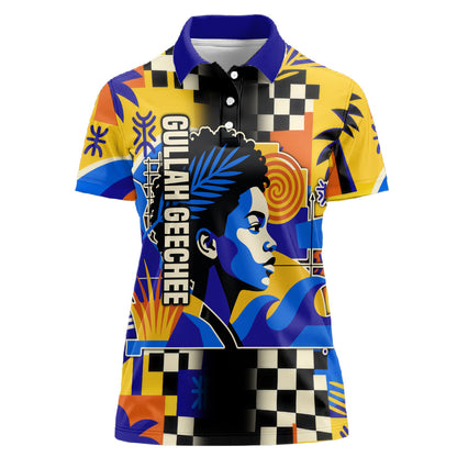 Gullah Geechee African American Women Polo Shirt Black History Vibrant Abstract Coastal
