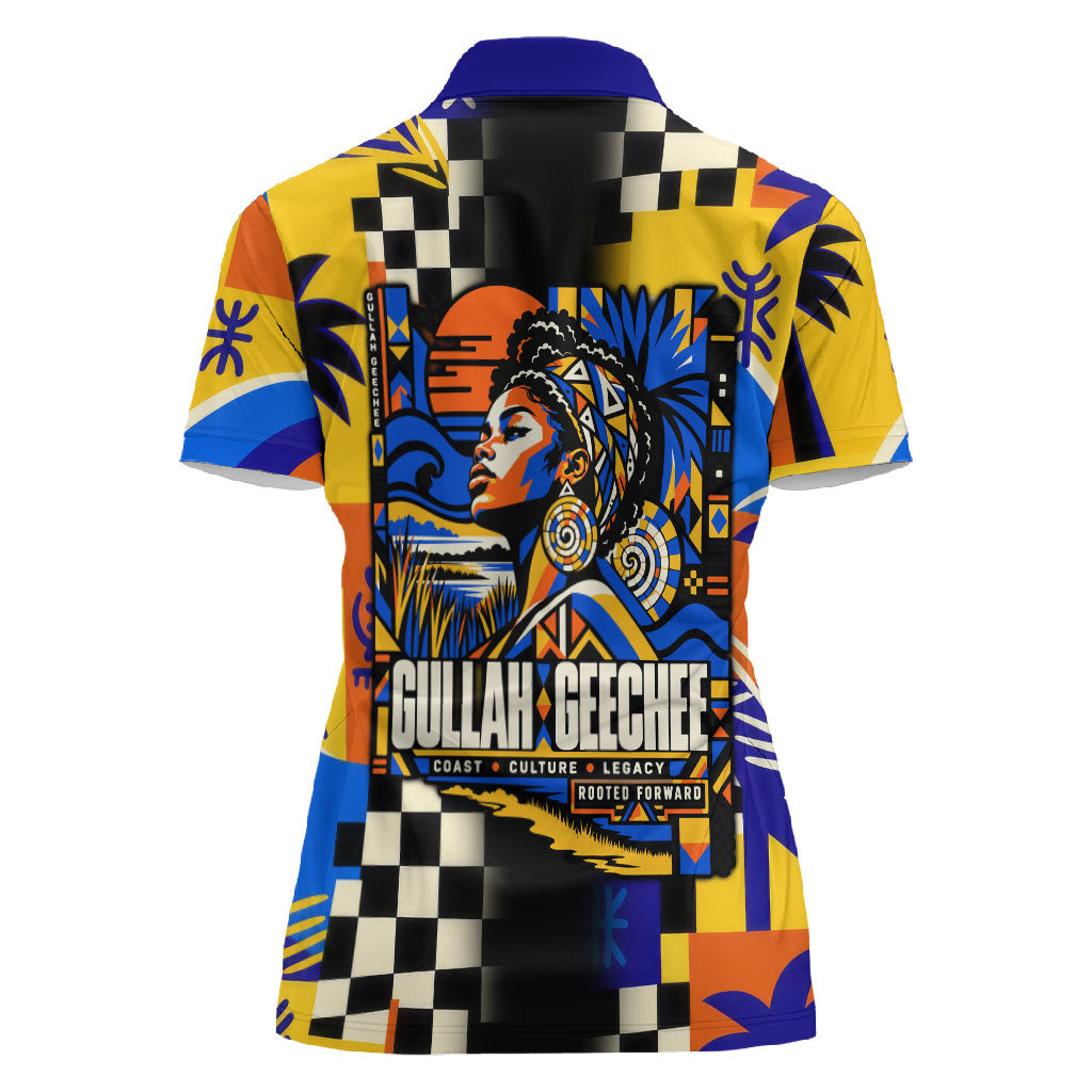 Gullah Geechee African American Women Polo Shirt Black History Vibrant Abstract Coastal