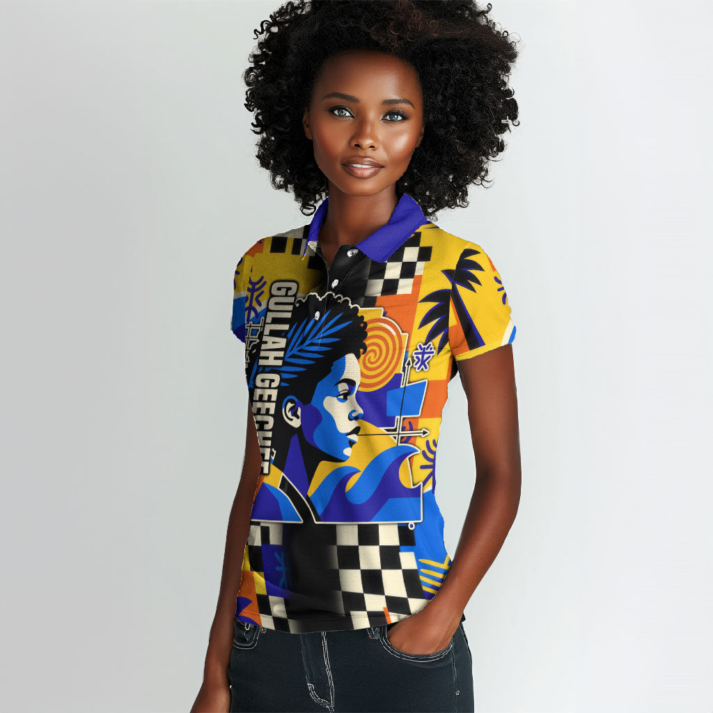 Gullah Geechee African American Women Polo Shirt Black History Vibrant Abstract Coastal