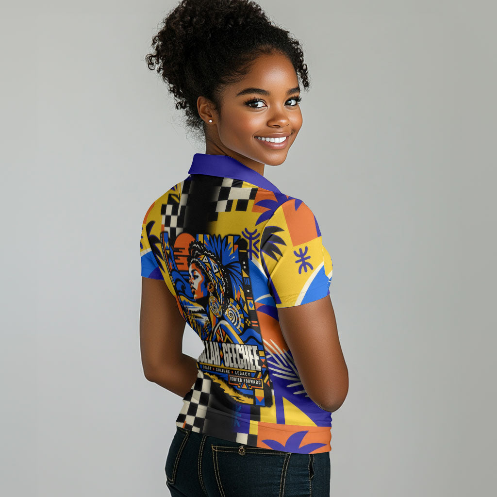 Gullah Geechee African American Women Polo Shirt Black History Vibrant Abstract Coastal