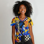 Gullah Geechee African American Women V-Neck T-Shirt Black History Vibrant Abstract Coastal