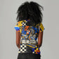 Gullah Geechee African American Women V-Neck T-Shirt Black History Vibrant Abstract Coastal