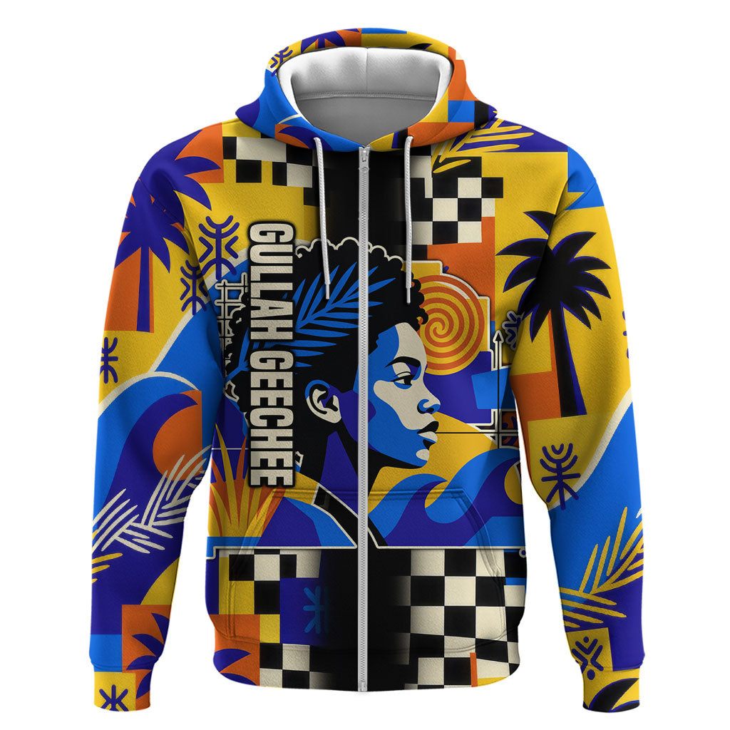 Gullah Geechee African American Zip Hoodie Black History Vibrant Abstract Coastal