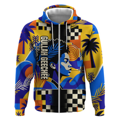 Gullah Geechee African American Zip Hoodie Black History Vibrant Abstract Coastal