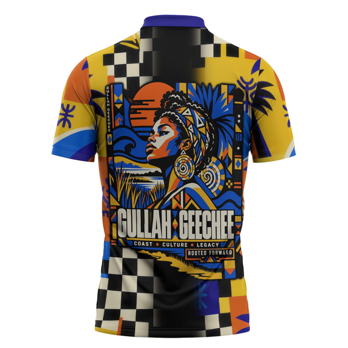 Gullah Geechee African American Zipper Polo Shirt Black History Vibrant Abstract Coastal