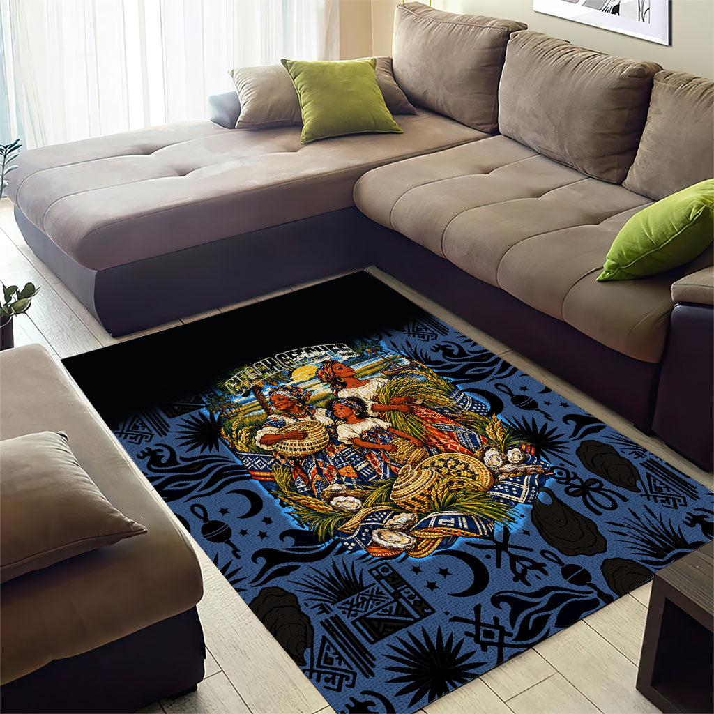 African American Gullah Geechee Area Rug African Diaspora Sweetgrass Basket Coastal