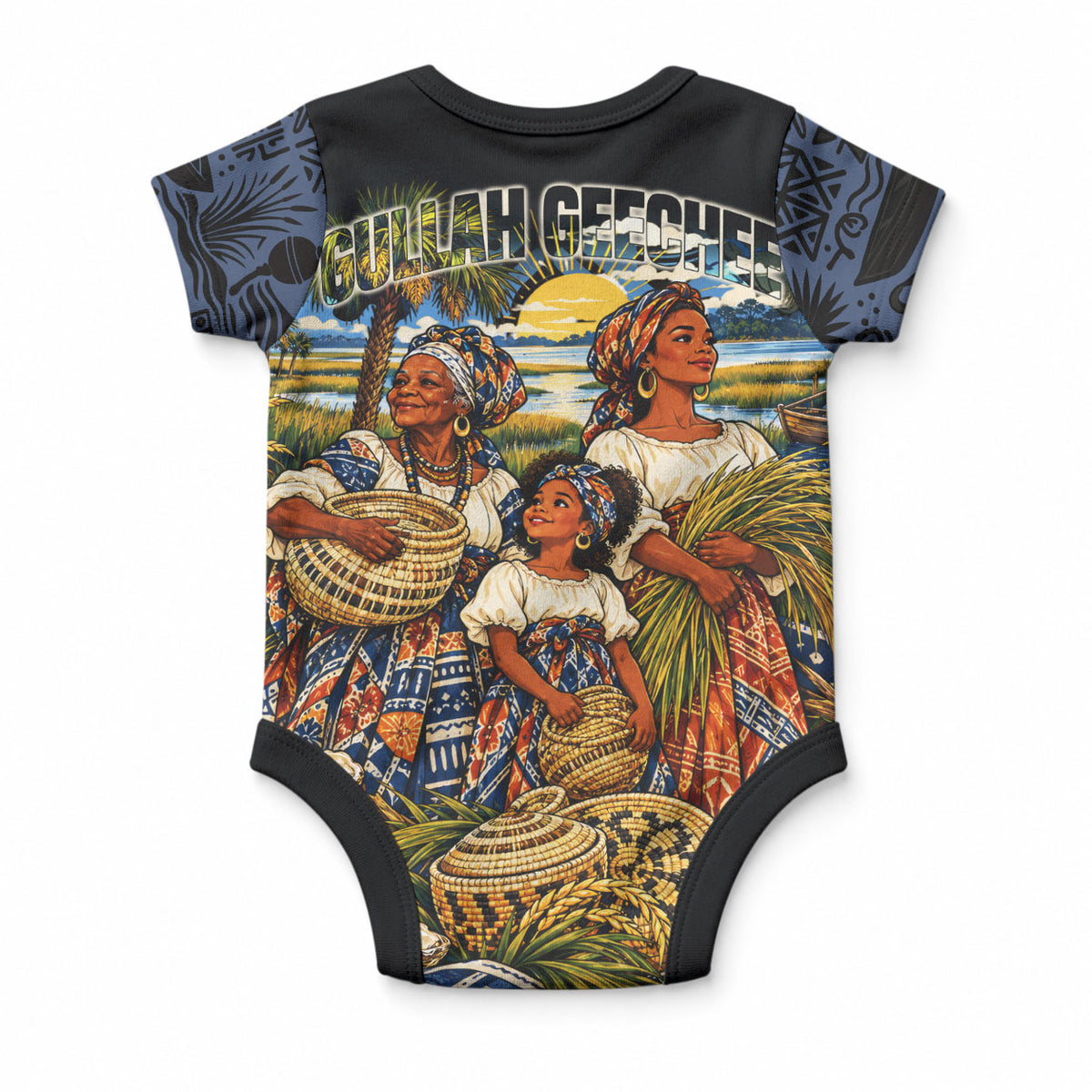 African American Gullah Geechee Baby Onesie African Diaspora Sweetgrass Basket Coastal
