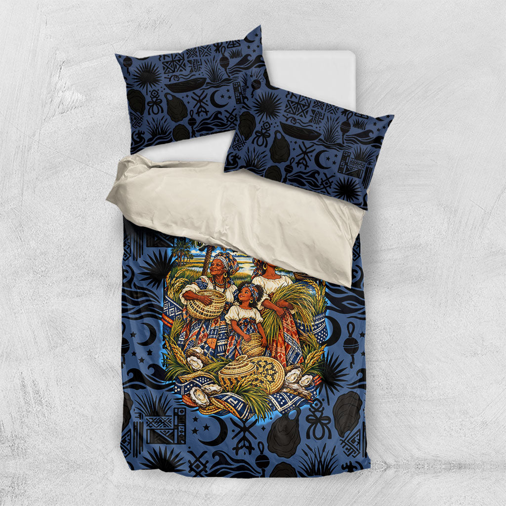 African American Gullah Geechee Bedding Set African Diaspora Sweetgrass Basket Coastal