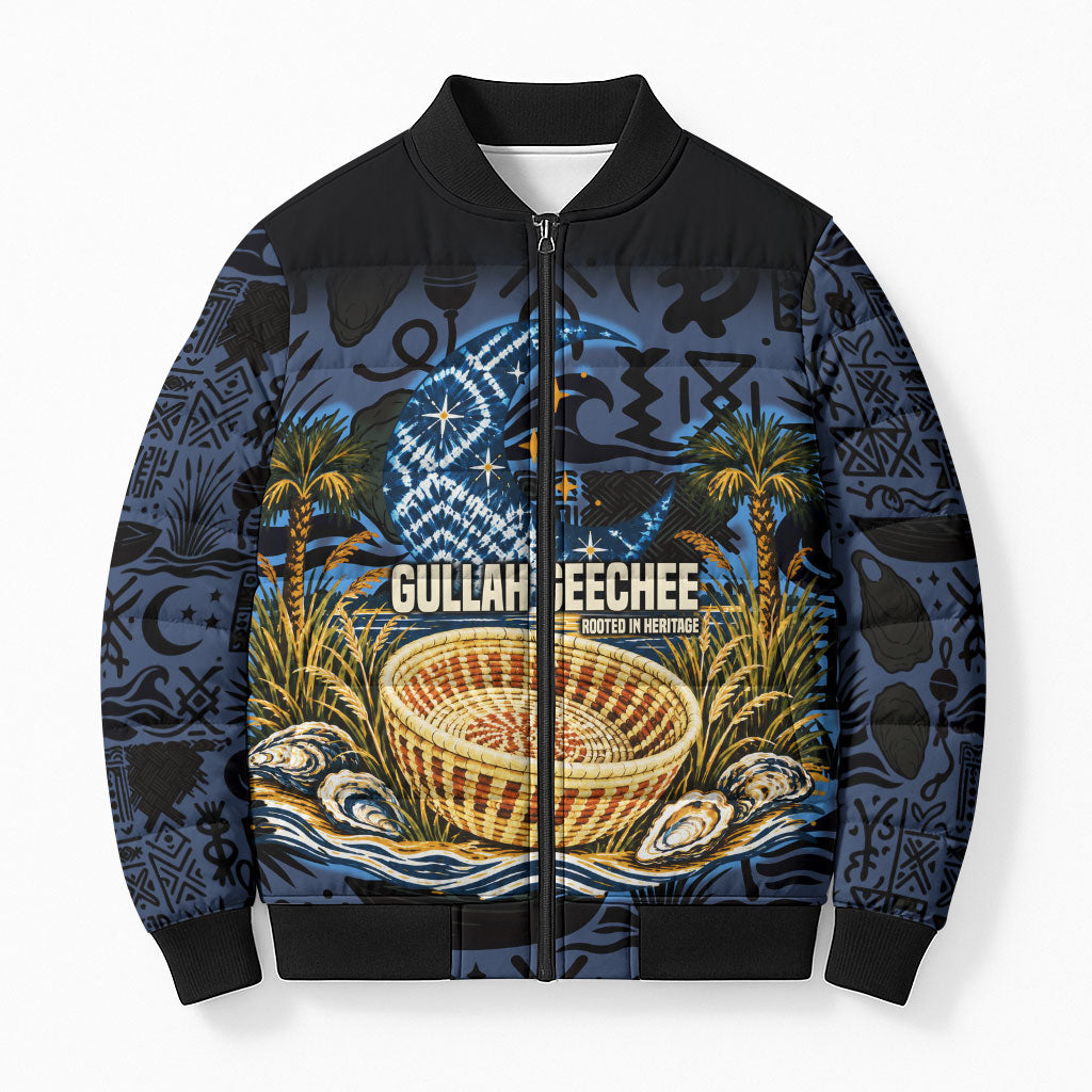 African American Gullah Geechee Bomber Puffer Jacket African Diaspora Sweetgrass Basket Coastal