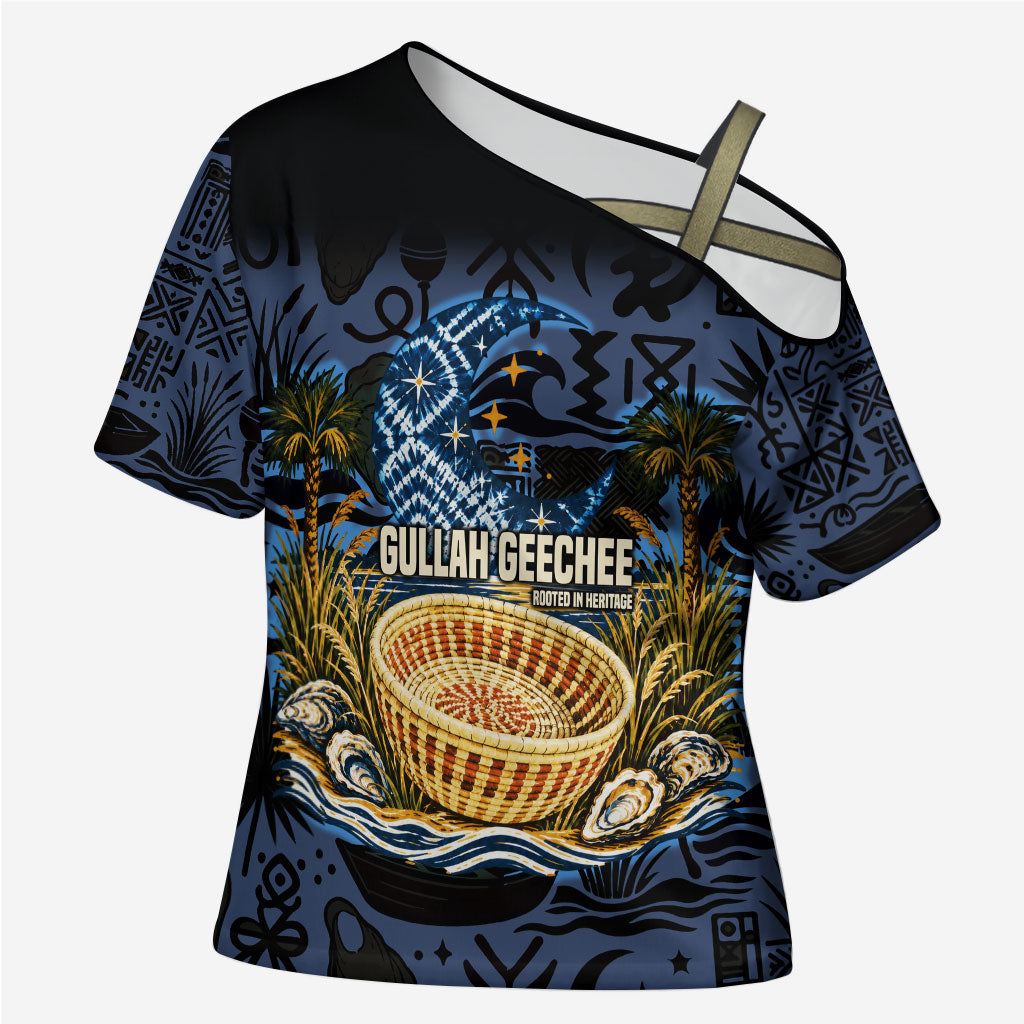 African American Gullah Geechee Cross Shoulder Shirt African Diaspora Sweetgrass Basket Coastal