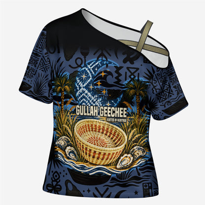 African American Gullah Geechee Cross Shoulder Shirt African Diaspora Sweetgrass Basket Coastal