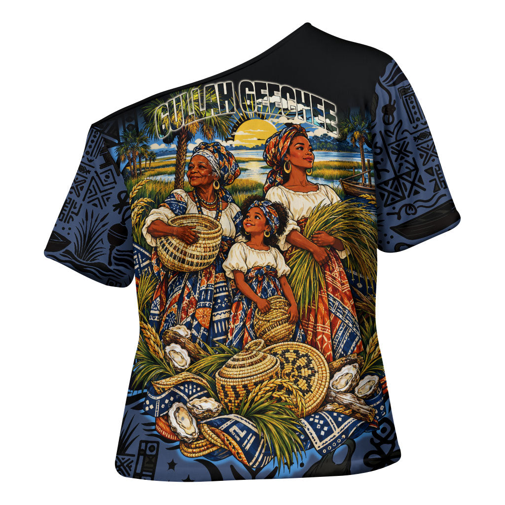African American Gullah Geechee Cross Shoulder Shirt African Diaspora Sweetgrass Basket Coastal