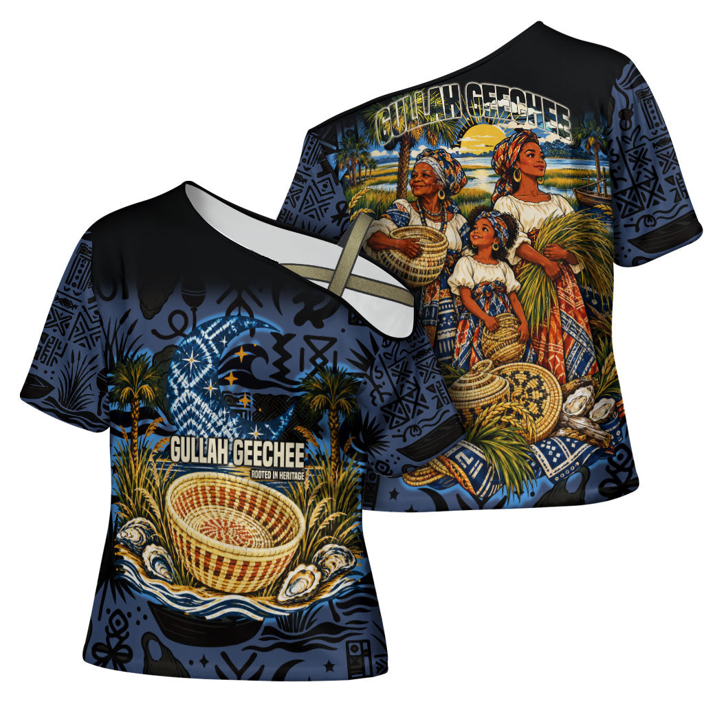 African American Gullah Geechee Cross Shoulder Shirt African Diaspora Sweetgrass Basket Coastal