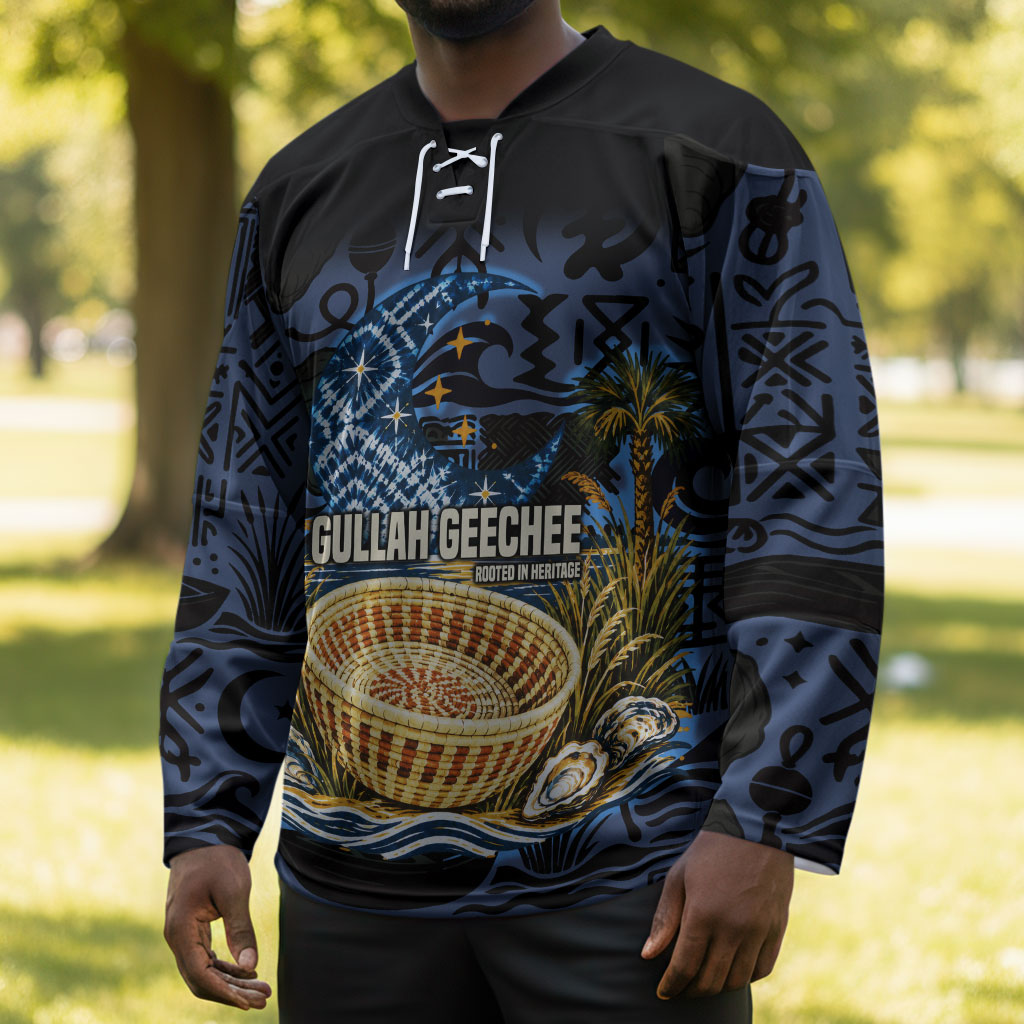 African American Gullah Geechee Hockey Jersey African Diaspora Sweetgrass Basket Coastal