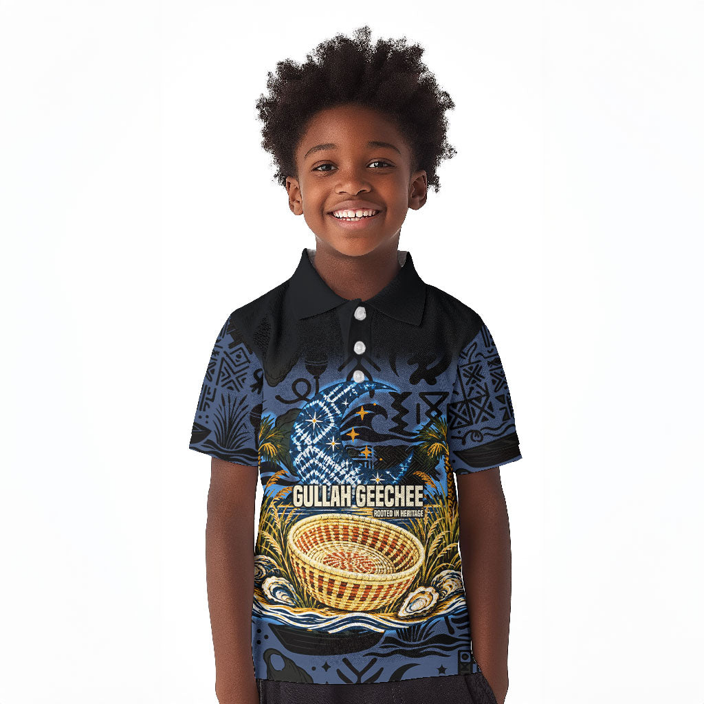 African American Gullah Geechee Kid Polo Shirt African Diaspora Sweetgrass Basket Coastal