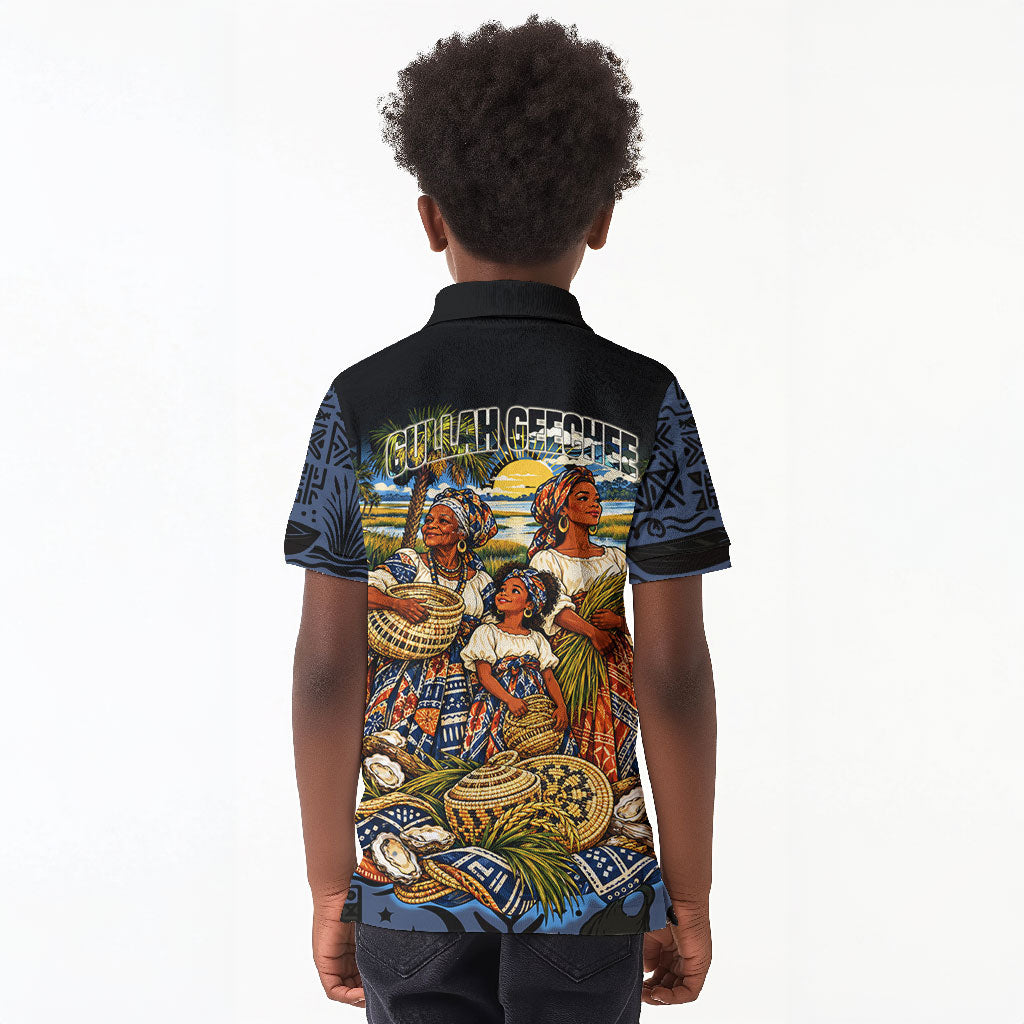 African American Gullah Geechee Kid Polo Shirt African Diaspora Sweetgrass Basket Coastal