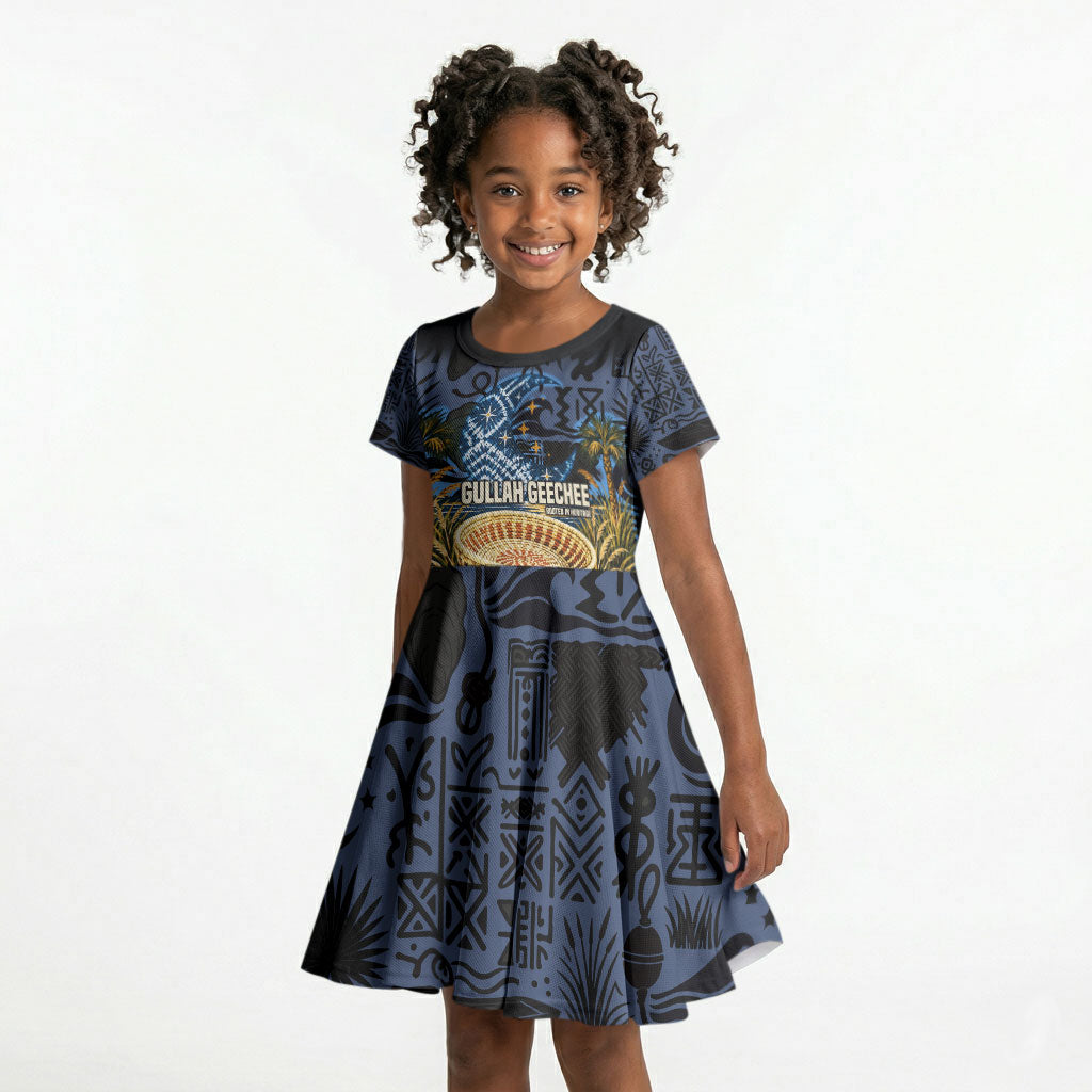 African American Gullah Geechee Kid Short Sleeve Dress African Diaspora Sweetgrass Basket Coastal