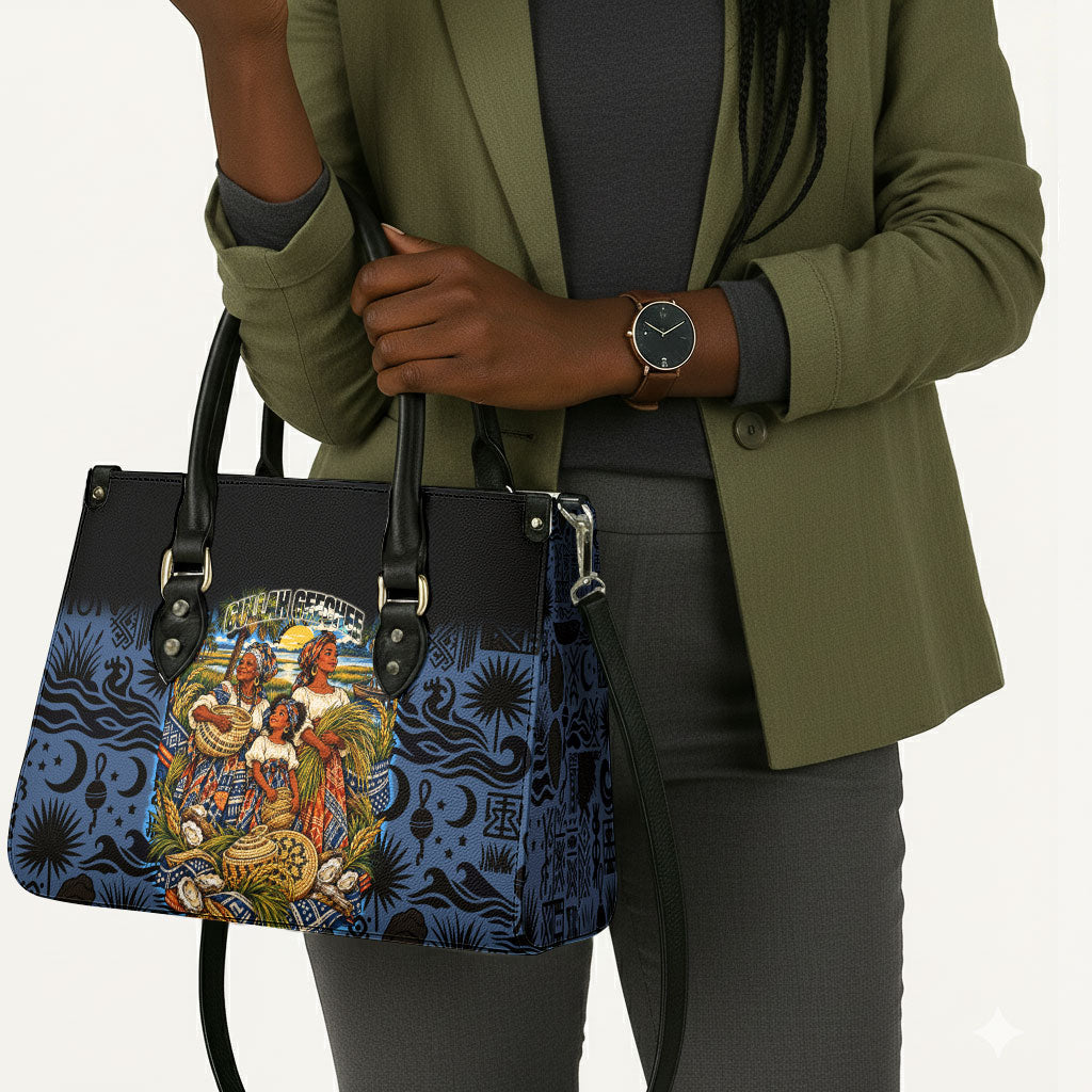 African American Gullah Geechee Leather Bag African Diaspora Sweetgrass Basket Coastal