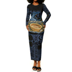 African American Gullah Geechee Long Sleeve Bodycon Dress African Diaspora Sweetgrass Basket Coastal