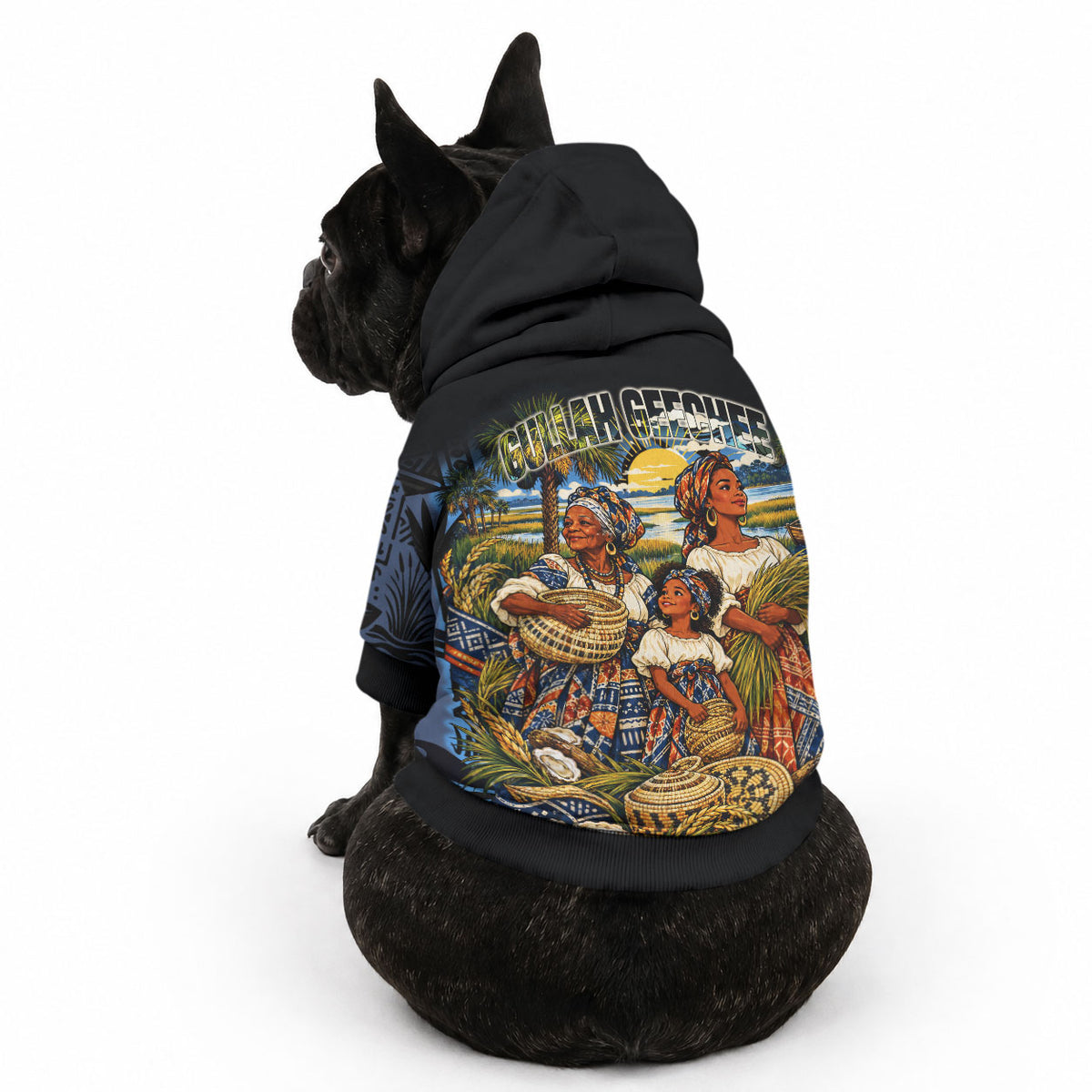 African American Gullah Geechee Pet Hoodie African Diaspora Sweetgrass Basket Coastal