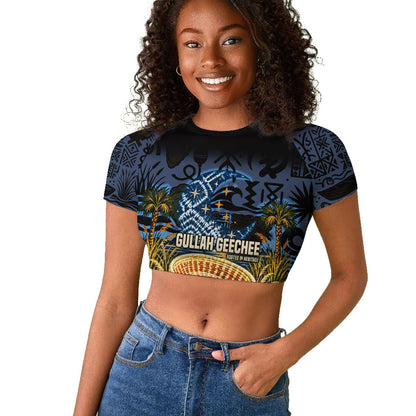 African American Gullah Geechee Raglan Cropped T shirt African Diaspora Sweetgrass Basket Coastal