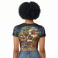 African American Gullah Geechee Raglan Cropped T shirt African Diaspora Sweetgrass Basket Coastal