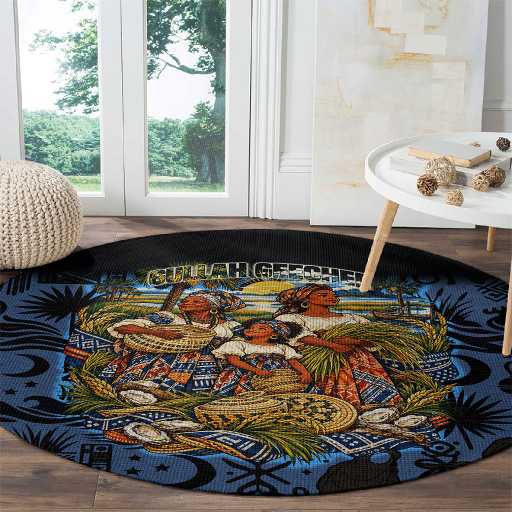 African American Gullah Geechee Round Carpet African Diaspora Sweetgrass Basket Coastal