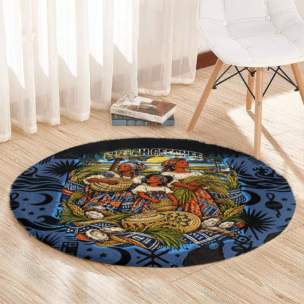 African American Gullah Geechee Round Carpet African Diaspora Sweetgrass Basket Coastal