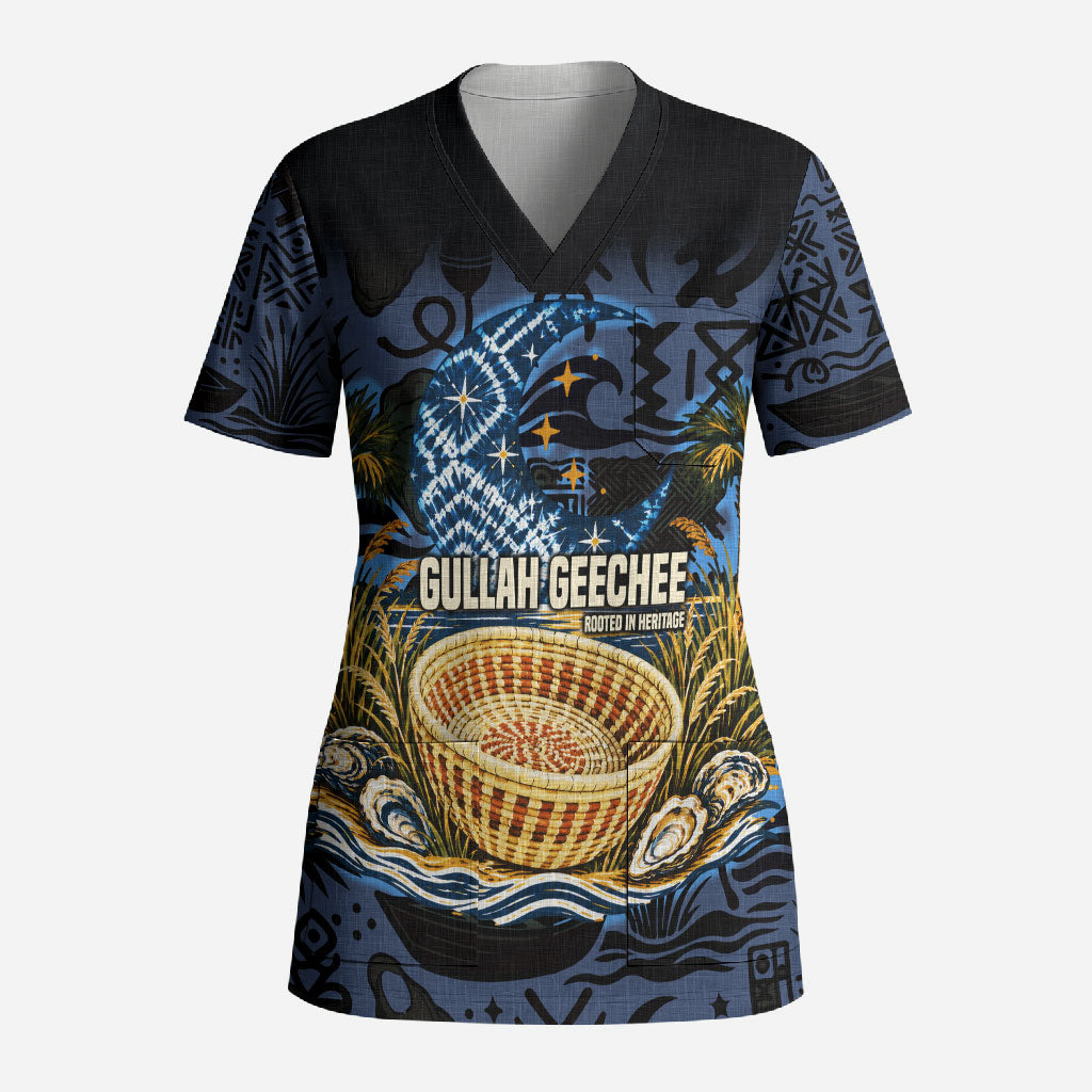 African American Gullah Geechee Scrub Top African Diaspora Sweetgrass Basket Coastal