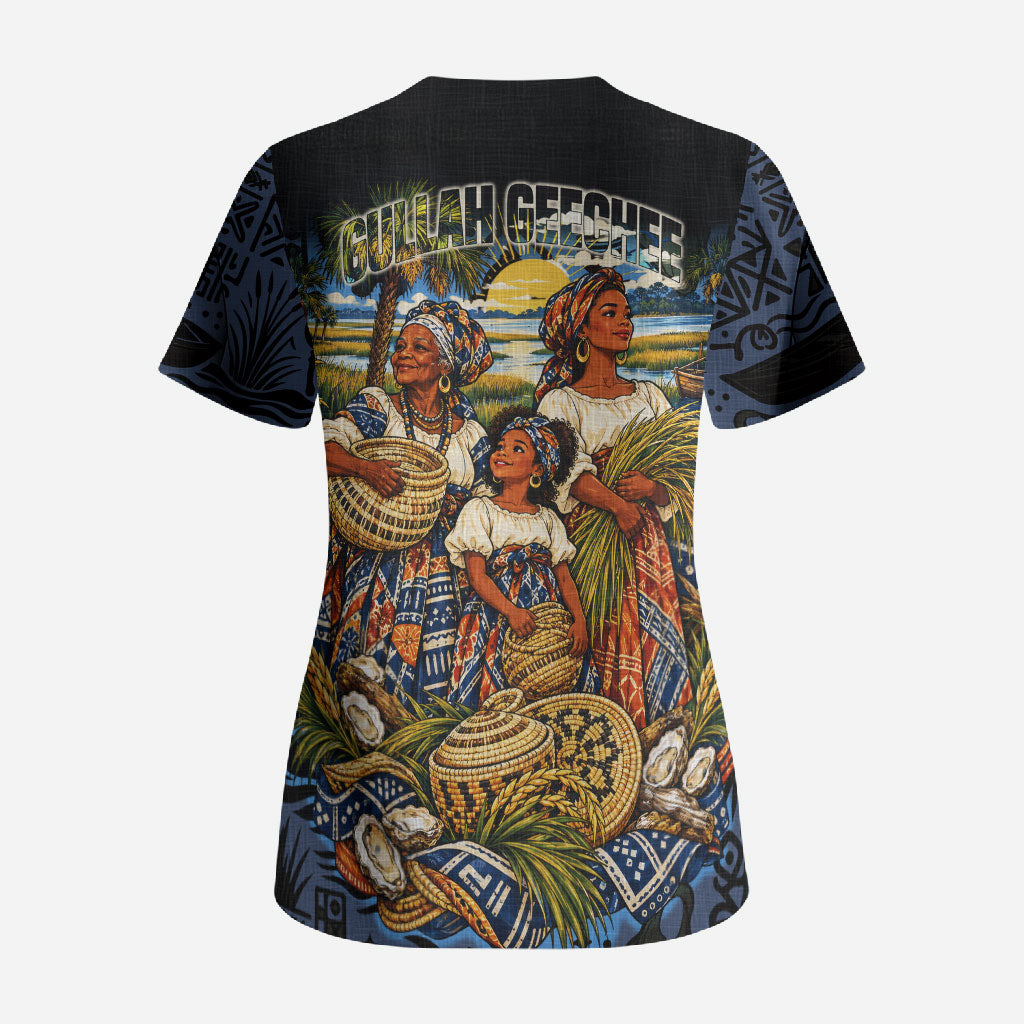African American Gullah Geechee Scrub Top African Diaspora Sweetgrass Basket Coastal