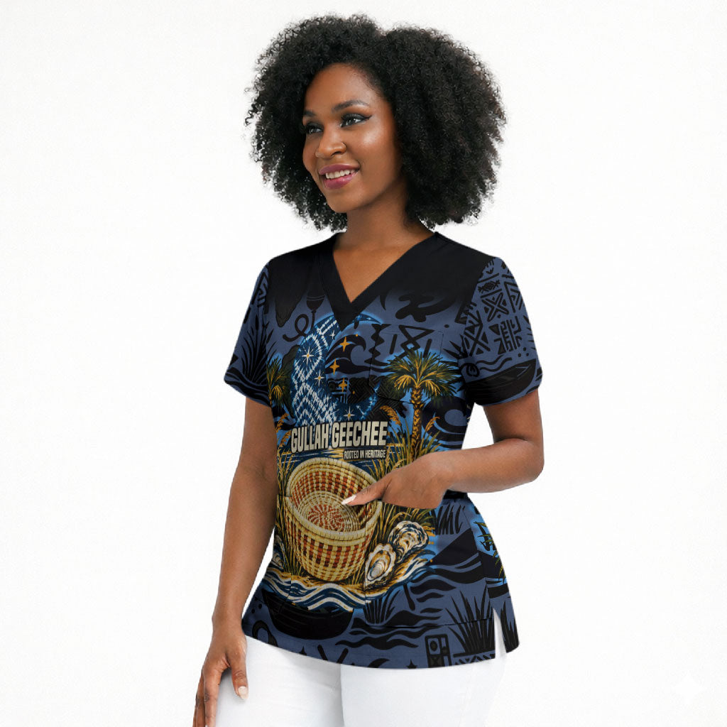 African American Gullah Geechee Scrub Top African Diaspora Sweetgrass Basket Coastal