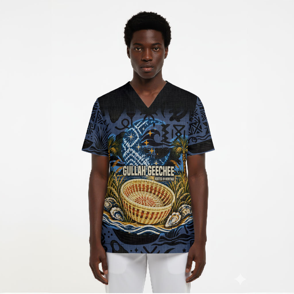 African American Gullah Geechee Scrub Top African Diaspora Sweetgrass Basket Coastal