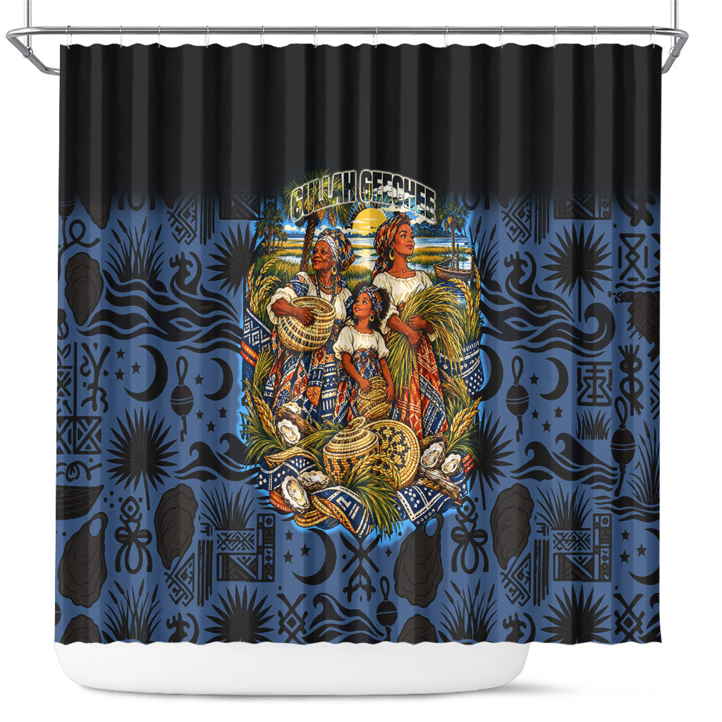 African American Gullah Geechee Shower Curtain African Diaspora Sweetgrass Basket Coastal