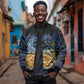 African American Gullah Geechee Sleeve Zip Bomber Jacket African Diaspora Sweetgrass Basket Coastal