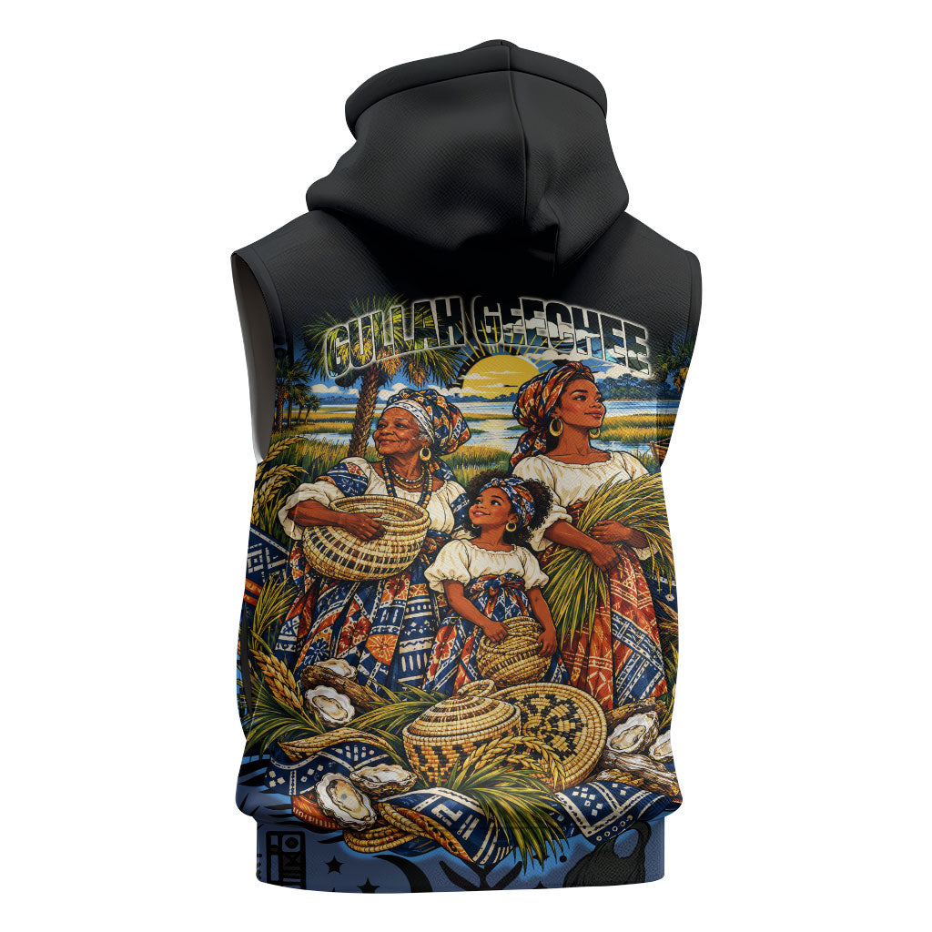 African American Gullah Geechee Sleeveless Hoodie African Diaspora Sweetgrass Basket Coastal