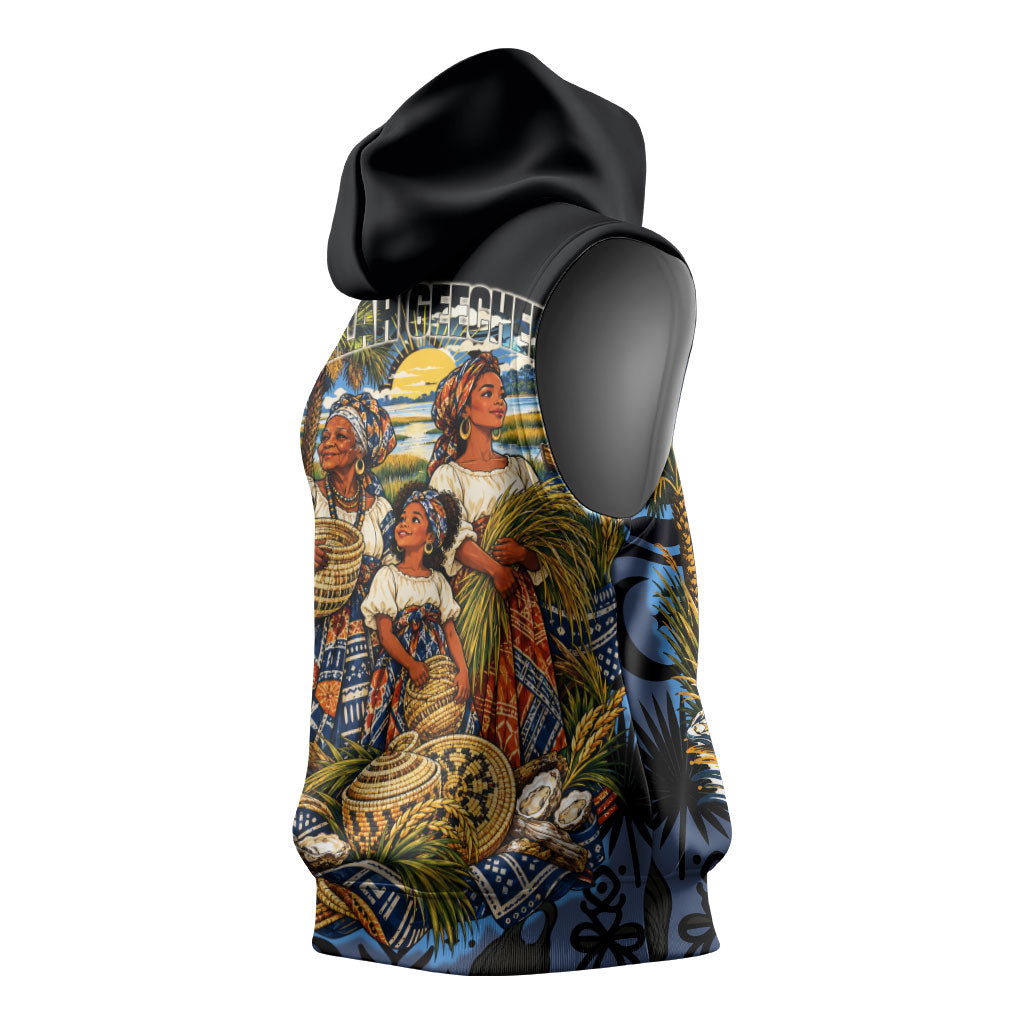 African American Gullah Geechee Sleeveless Hoodie African Diaspora Sweetgrass Basket Coastal