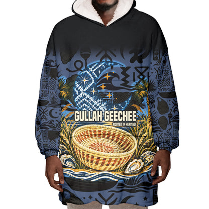 African American Gullah Geechee Wearable Blanket Hoodie African Diaspora Sweetgrass Basket Coastal