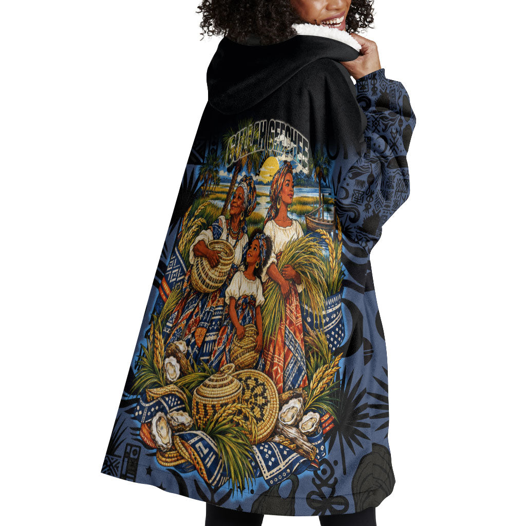 African American Gullah Geechee Wearable Blanket Hoodie African Diaspora Sweetgrass Basket Coastal