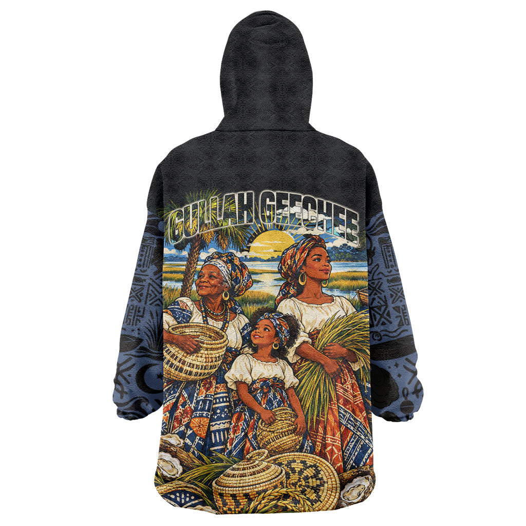 African American Gullah Geechee Wearable Blanket Hoodie African Diaspora Sweetgrass Basket Coastal